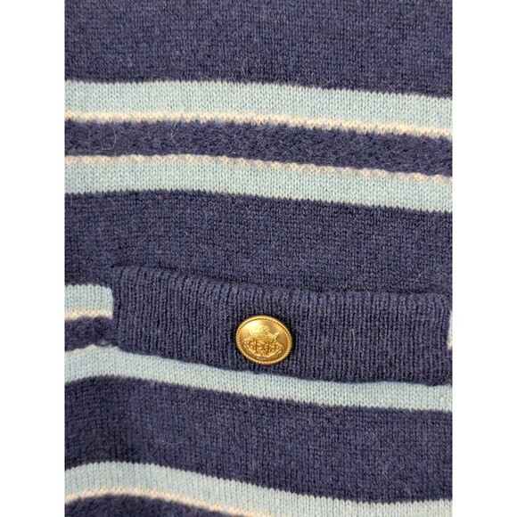 J.Crew Cashmere Short Sleeve Cardigan in Blue Stripes Gold Buttons Nautical XL - Picture 6 of 13